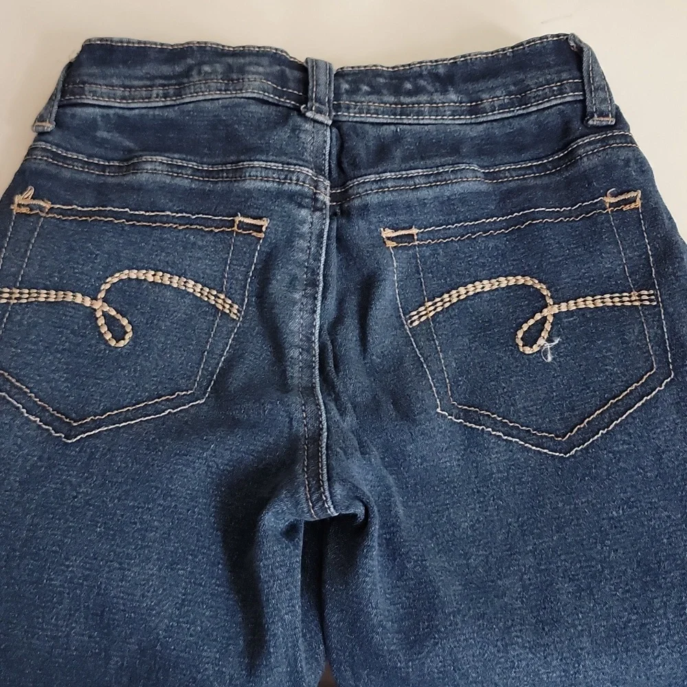 Justice Girls Premium Denim Jeans Straight Leg Snap Closure Dark Wash Blue 8R